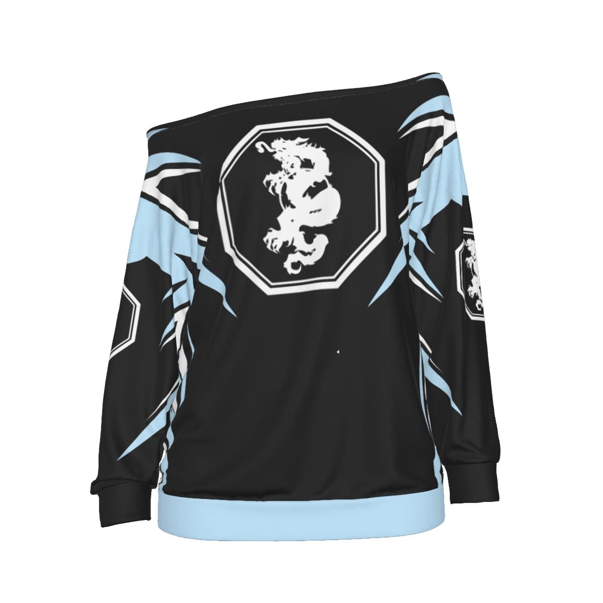 Mangadragon Saber Sky Blue Off-Shoulder Sweatshirt