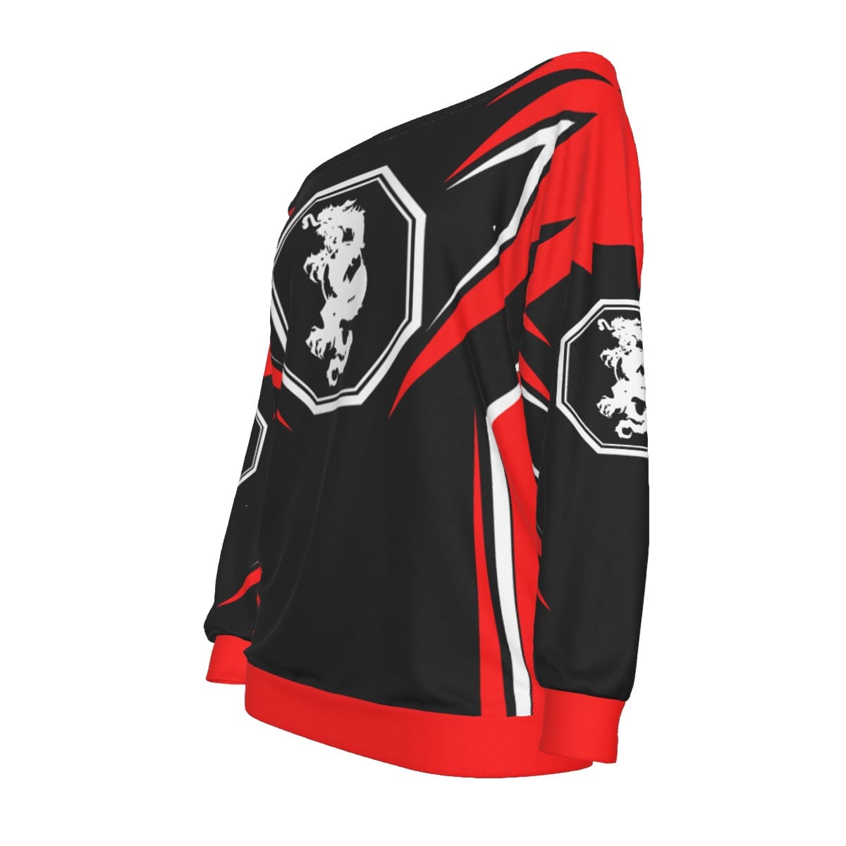 Mangadragon Saber Red Off-Shoulder Sweatshirt - Image 2