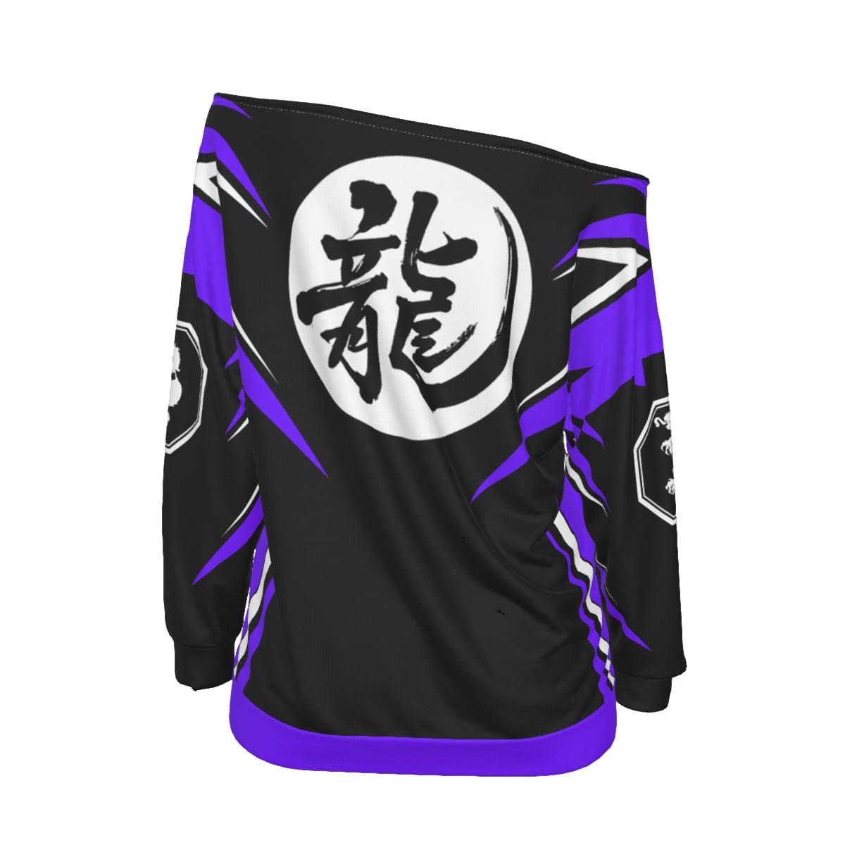 Mangadragon Saber Purple Off-Shoulder Sweatshirt - Image 4