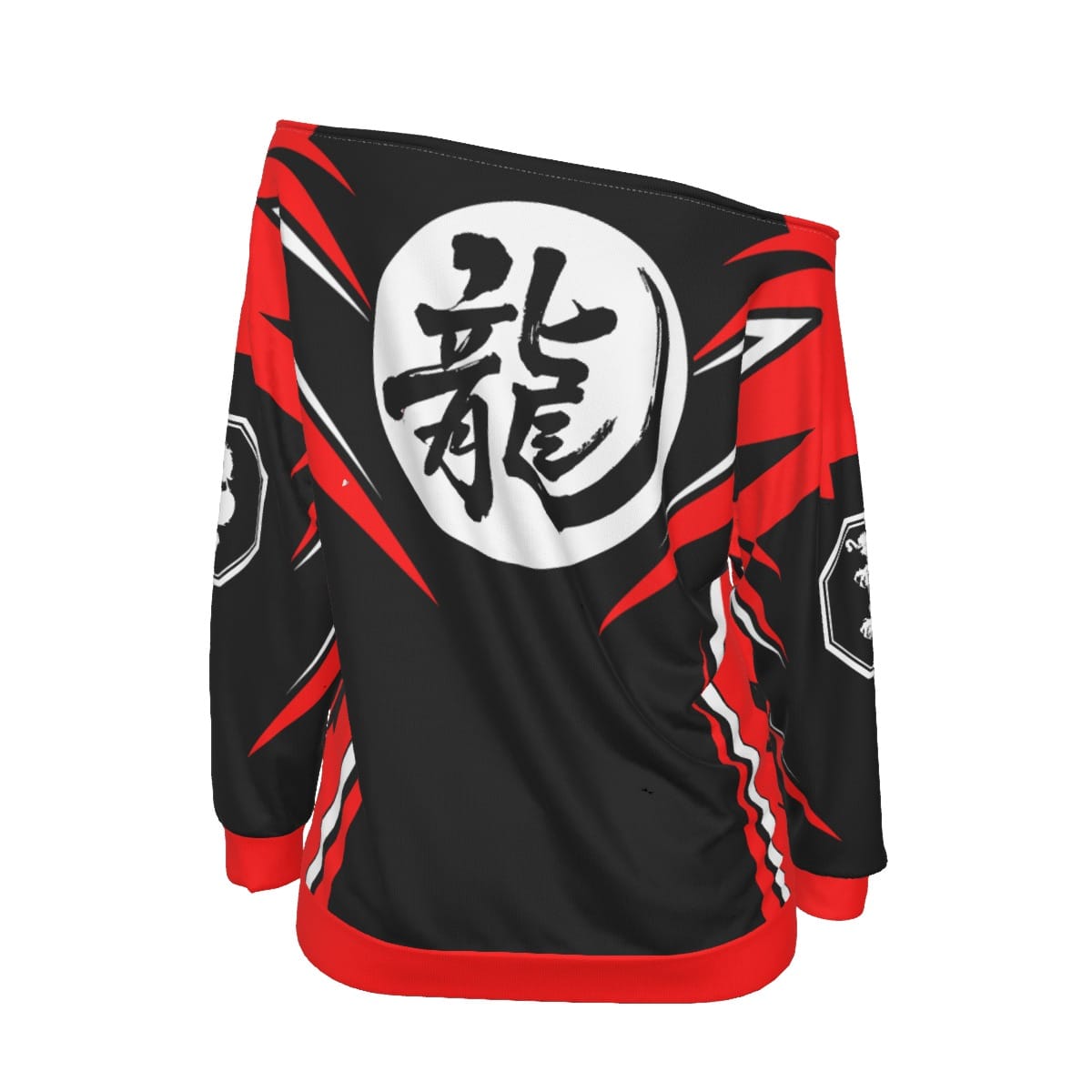 Mangadragon Saber Red Off-Shoulder Sweatshirt - Image 4