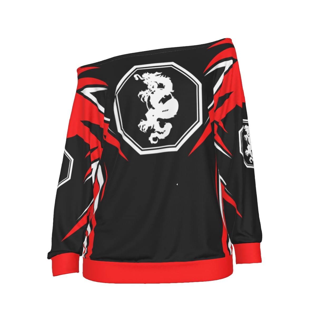 Mangadragon Saber Red Off-Shoulder Sweatshirt